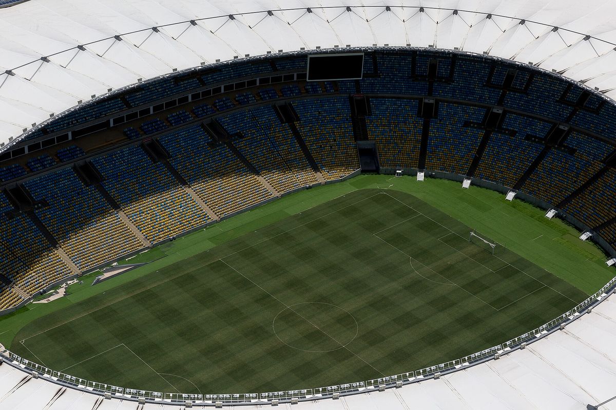 Estádio do Maracanã, no Rio de Janeiro, visto de cima